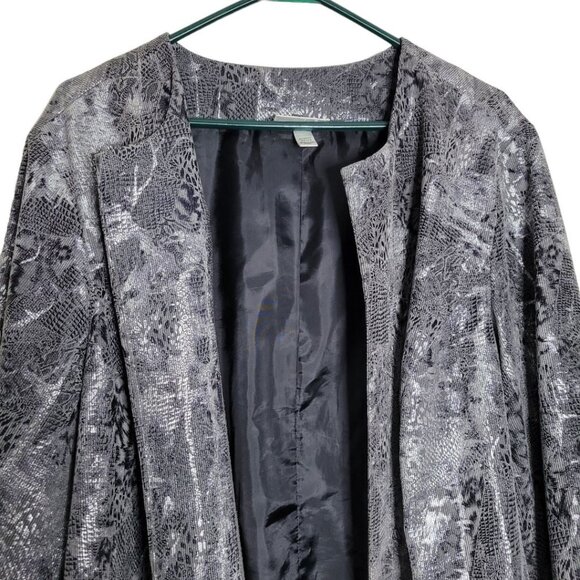 Dressbarn Silver Metallic Open Jacket Coat‎ Long Sleeve Womens Plus 22 24 - Picture 8 of 10